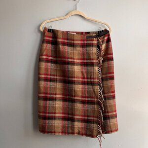 Jaclyn Smith Vintage Plaid Blanket Wrap skirt size 12 Wool blend